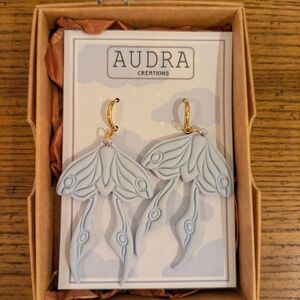 Handmade Blue Moth Earrings